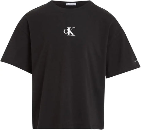 T-Shirt Ck Logo Boxy Calvin Klein Jr Bambina - Nero Calvin Klein  Angolo dello Sport