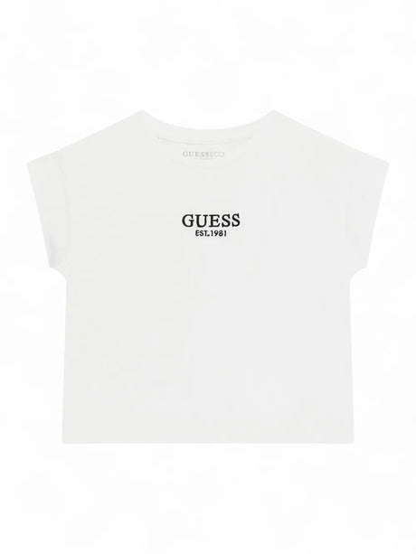 T-Shirt Crop Guess Jr Bambina - Bianco