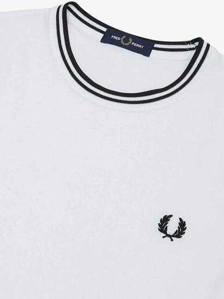 T-Shirt Fred Perry Uomo Twin Tipped Bianco Fred Perry  Angolo dello Sport