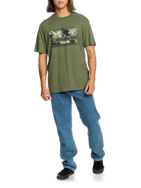 T-Shirt Quicksilver Uomo Tropical Rainbow Verde Quicksilver  Angolo dello Sport