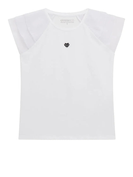 T-shirt Guess jr Bambina - Bianco
