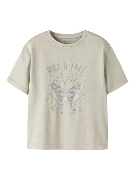 T-shirt Name It BJANTA SS NREG BOX Bambina - Beige