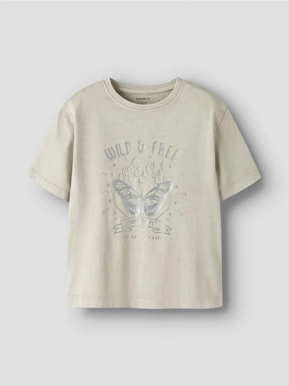 T-shirt Name It BJANTA SS NREG BOX Bambina - Beige