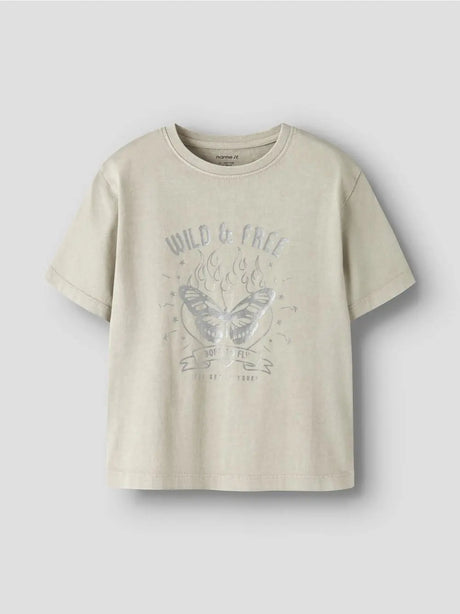 T-shirt Name It BJANTA SS NREG BOX Bambina - Beige