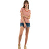 T-shirt LEVIS Donna PERFECT VNECK PLAIN JANE STRIPE BURNT SI Rosso