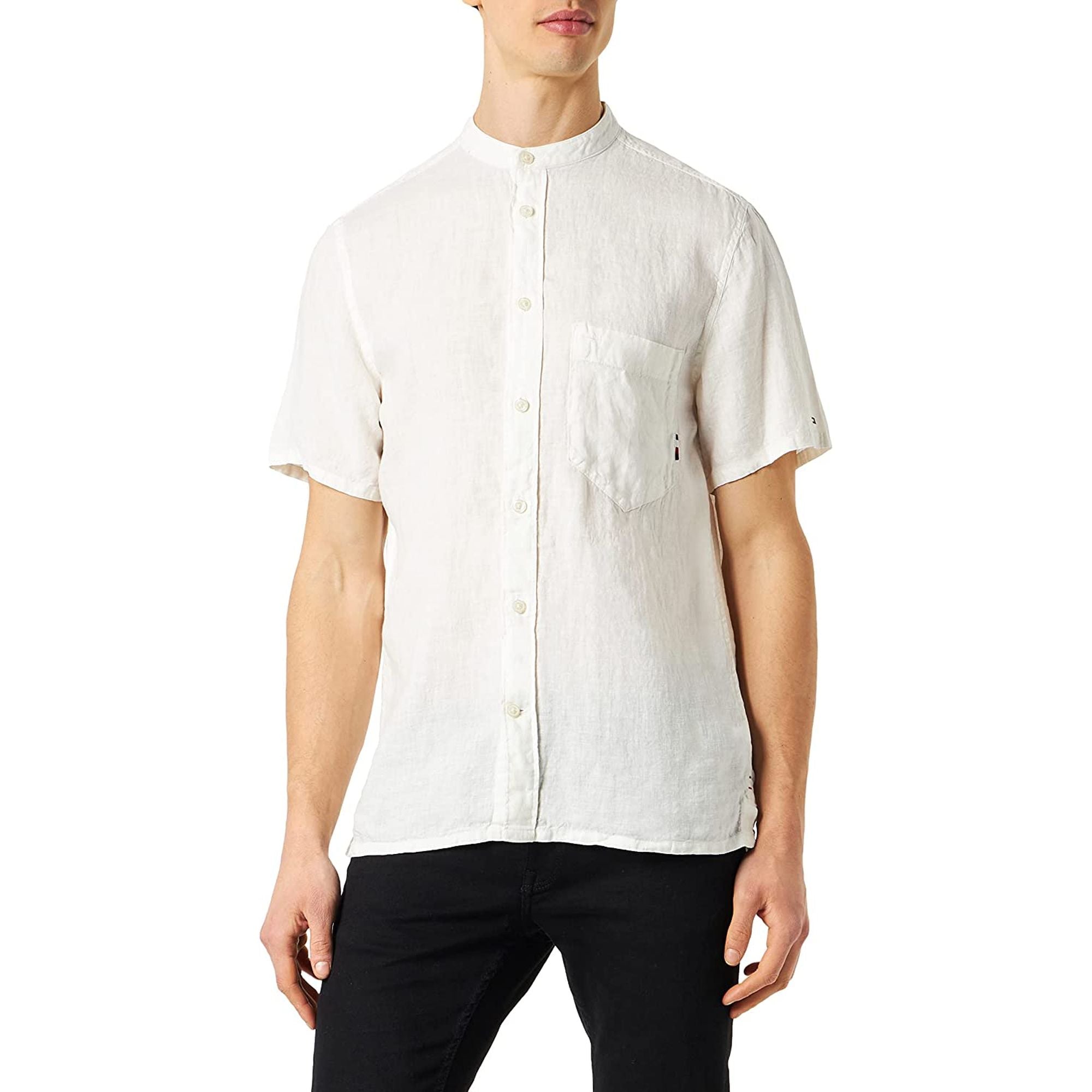 Camicia TOMMY HILFIGER Uomo LINEN MANDARIN RF SH Bianco
