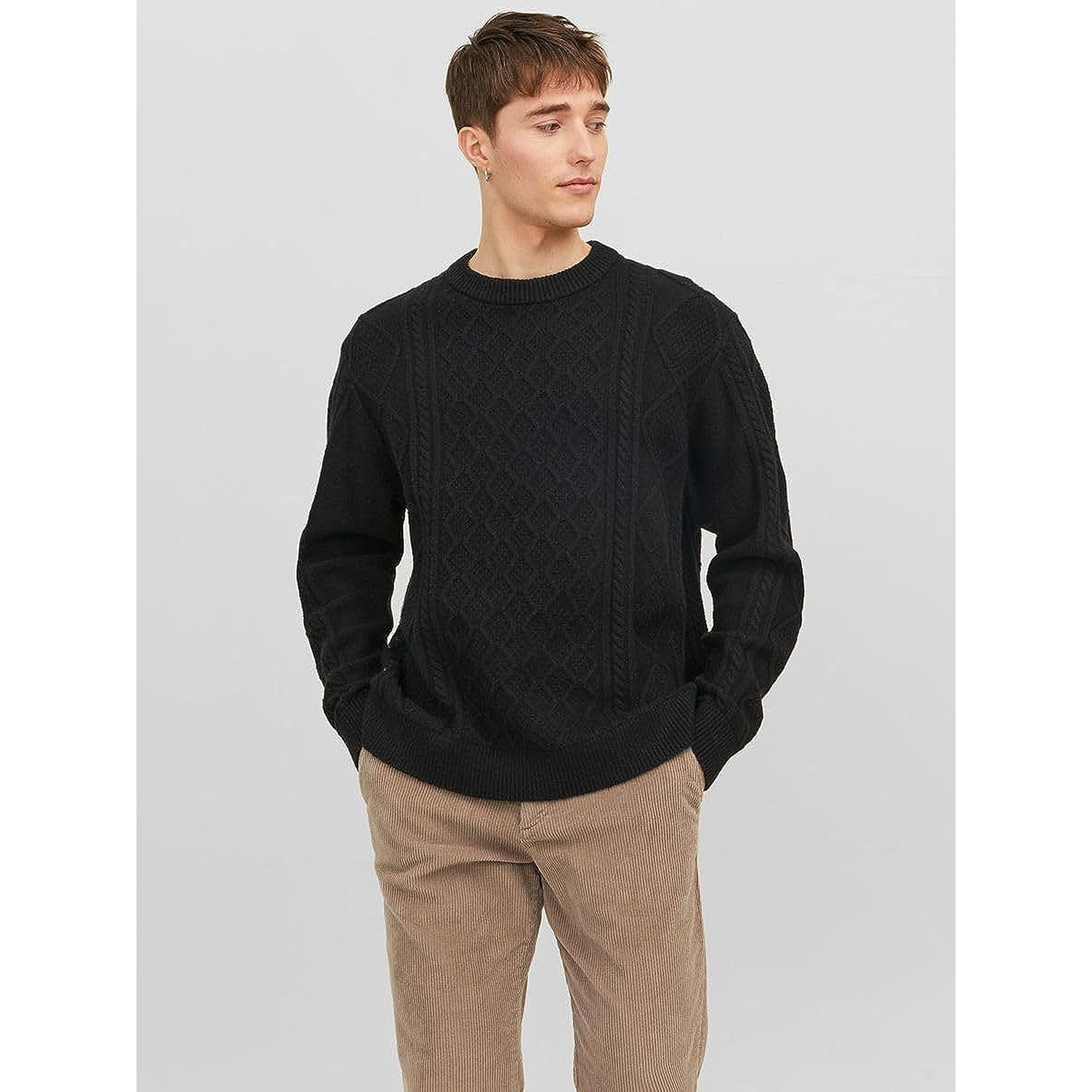 Pullover JACK JONES Uomo VILLERAY CABLE Nero