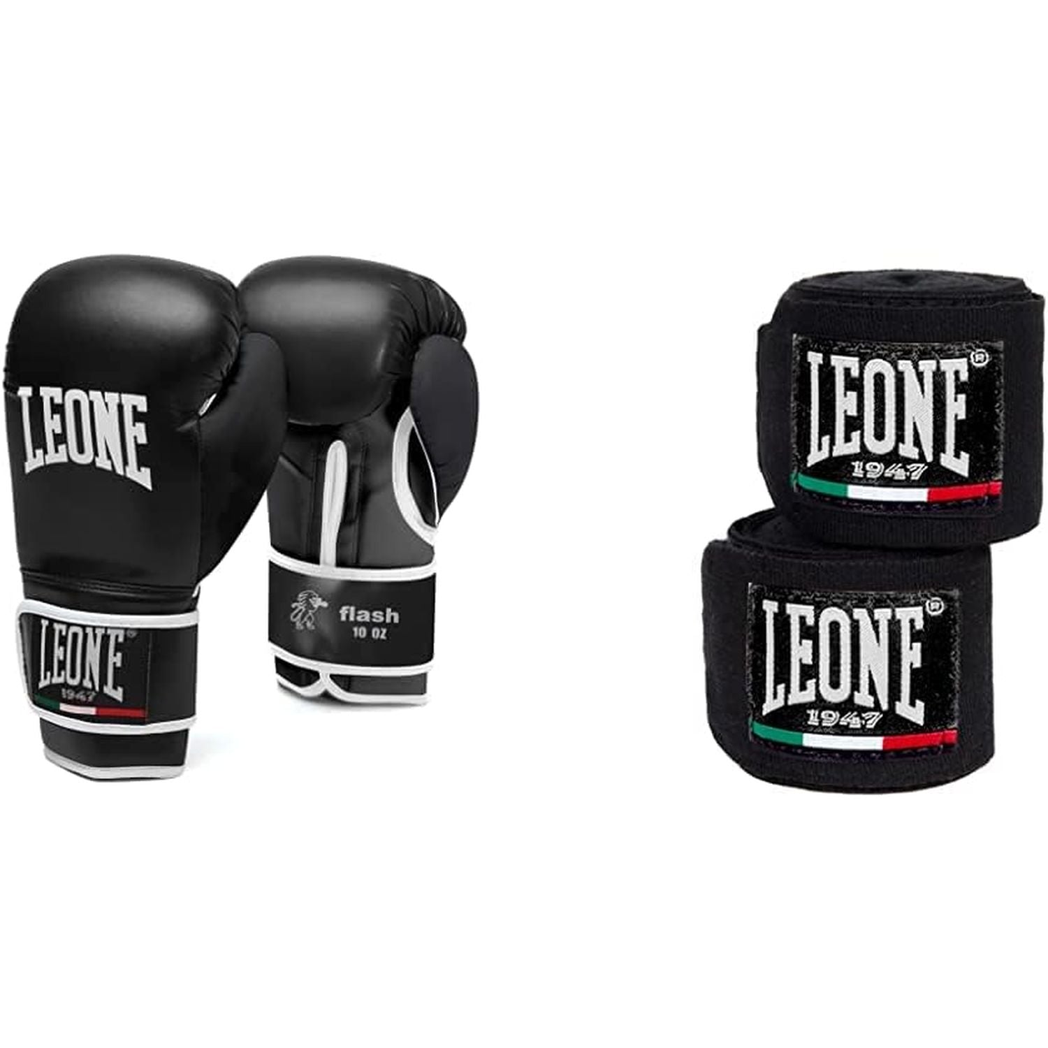 LEONE Unisex Flash Boxing Sports Gloves 10oz Black