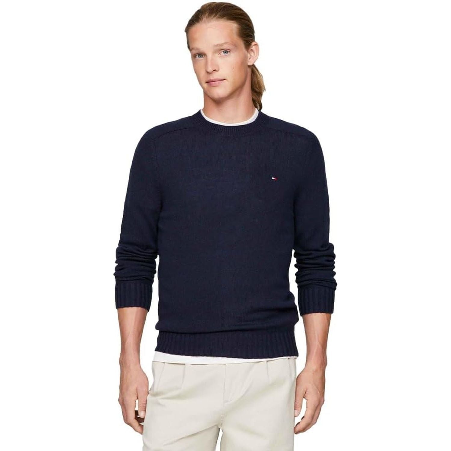 Pullover TOMMY HILFIGER Uomo MULTI HTR MERINO CRE Blu
