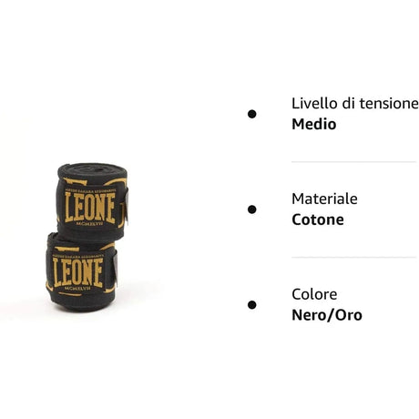 Accessori Sportivi LEONE Unisex bendaggi 3.5 m Nero LEONE  Angolo dello Sport